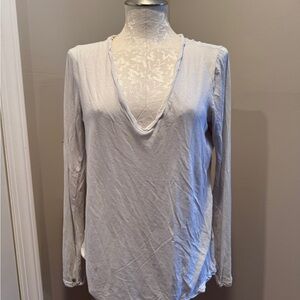 James Perse Light Gray V-Neck Long Sleeve Top